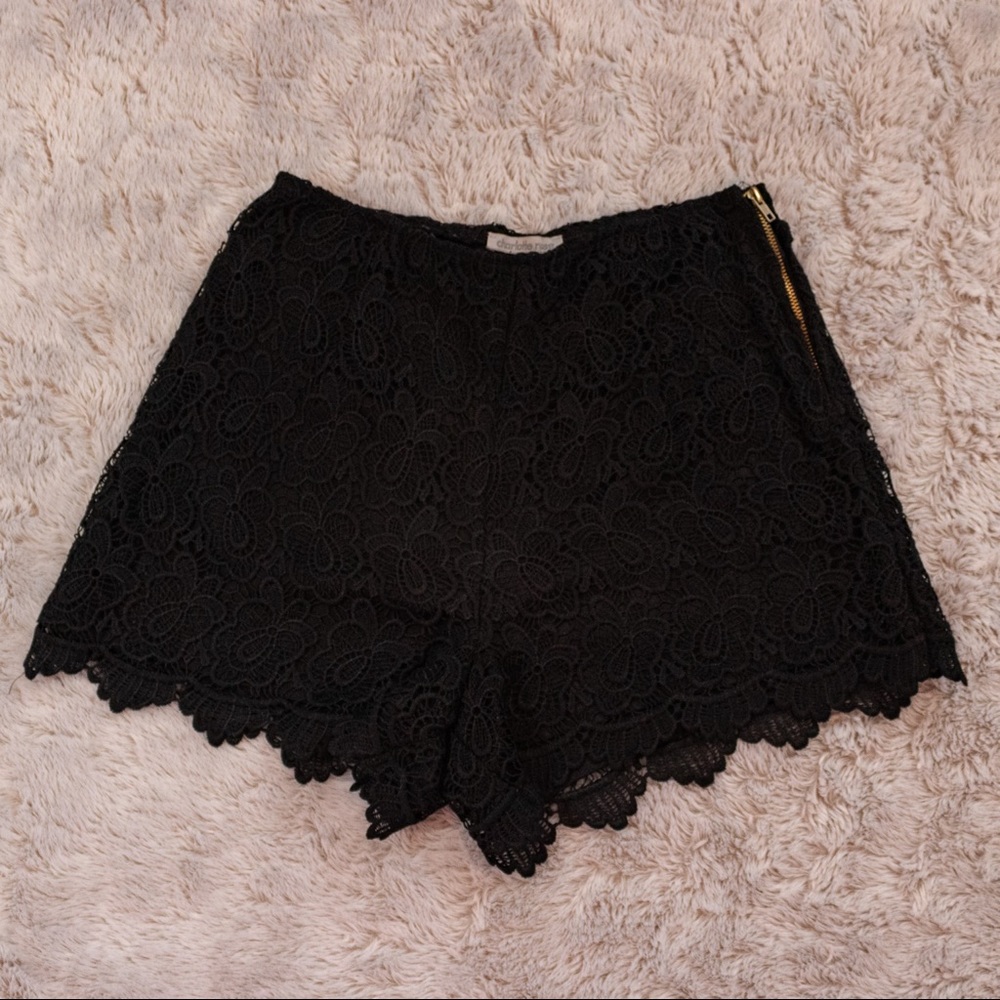 Charlotte Russe black high waisted crochet shorts